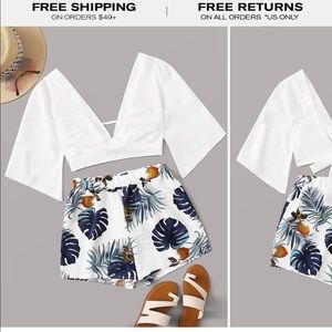 Two piece set crop top and shorts